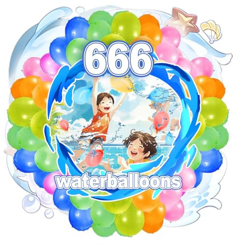 Bunt Wasserballons, 666 Stück Schnellfüller Wasser Luftballons, Wasserschlacht Luftballons, Latex Wasserballons Bombe, Wasserbomben Kinder, für Jungen Mädchen Wasserspiele, Sommer Party