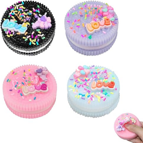 4 Stück Taba Squishy, Fufu Squishy, Squishy Maker Antistressball, Squeeze Stressabbau, Ultraweiches Biscuit Stress Relief Tool Valentine's Day Birthday