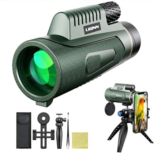 Auricase Monokulares Teleskop, monocular, 12 x 50 Hochauflösendes Monokular für Erwachsene mit BAK4-Prisma und FMC-Objektiv, mit Smartphone-Adapter, geeignet für Vogelbeobachtung