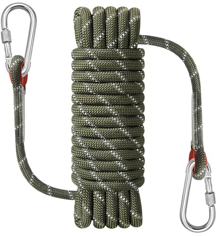 NorthPada Kletterseil Haken aus Nylon für den Außenbereich, 10 mm x 3 m, Reflektierend Militärgrün, Schwimmend, für Klettern, Baumpflege, Schaukeln, Bootfahren, Angeln, Rafting, Wandern und Baumpflege