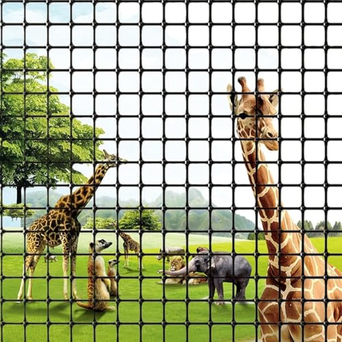 Schwarzes Geflügelnetz, 2,5 cm Maschenweite, Gartenzaun, Tierbarriere, Hirsch/Kaninchen/Hühner, temporärer Zaun for Hunde im Freien, Kunststoff, Schwarz(1.5x50m/3.3x164ft)