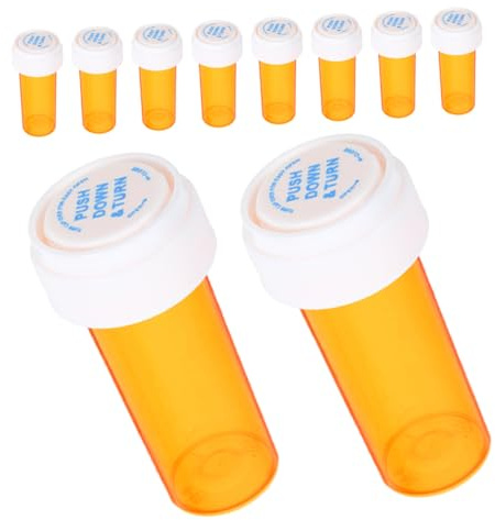 HAMPPLIES 10pcs Compact Plastic Pill Organizer with Protective Coating Small Refillable Medicine Container for Travel Lightweight Portable Tablet Storage Holder