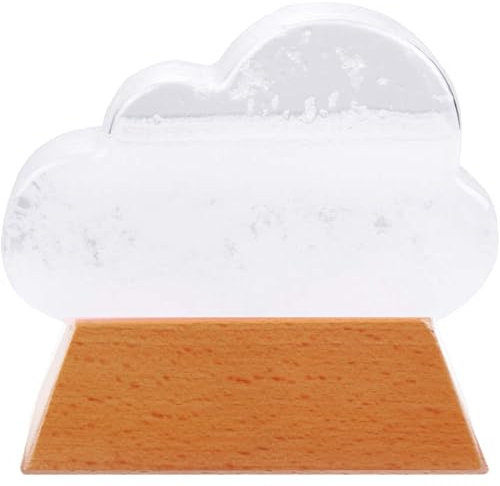 Predictor meteorológico de cristal de tormenta de nubes, pronosticador de tormentas de escritorio decorativo con diseño de gota de agua (blanco)