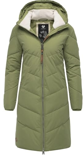 Ragwear Damen Wintermantel warmer wasserdichter Steppmantel lang mit abnehmbarer Kapuze Rebelka XS-6XL