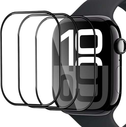 Datree Protector de Pantalla para Apple Watch Series 10 46mm, 【3 Piezas】 Dureza 9H 3D Cobertura Completa Ultrafino Antiarañazos Sin Burbujas Película Protectora