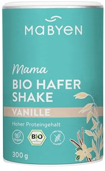 MABYEN Mama Bio Hafer Shake Vanille, vegan, proteinreich, 300g Dose | Ballaststoffreiches Drink-Pulver mit hohem Proteingehalt, Schwangerschaft & Stillzeit, glutenfrei, ohne Zuckerzusatz