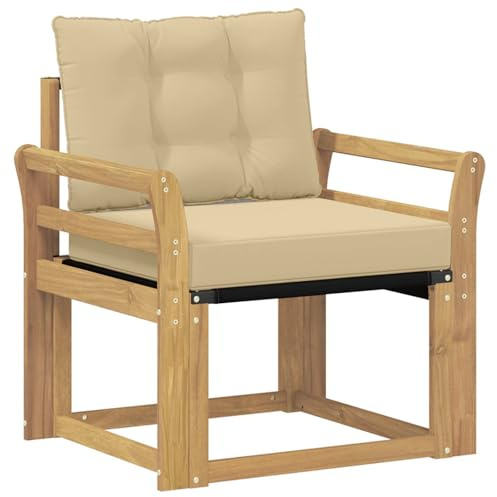 vidaXL Outdoor-Sofa Massives Akazienholz und Textilene Weiß, Balkon Garten Sofa, rechteckige Garten-Lounge Sitzgruppe, strapazierfähige Möbel für entspannte Terrassenstunden