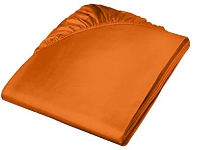 Fleuresse Colours Spannbettlaken, Uni-Mako-Satin, orange, 100 x 200 cm