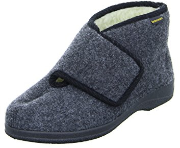 Intermax Herren-Klett-Hausschuhstiefel mit Schurwolle , 43 EU, schwarz