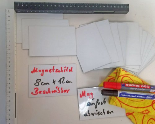 10 Stück Magnetschild beschreibbar 80mm x 120mm Kühlschrank Regale Magnete Schilder Magnetfolie Magnetetikett
