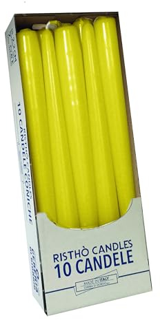 Cereria di Giorgio Risthò Konische Kerzen für Kerzenständer, Paraffinwachs, gelb, 2.2 x 25 cm