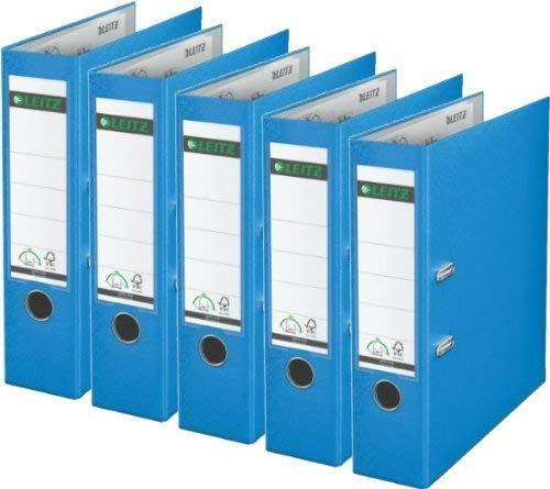 Sparpack Leitz 1010 Qualitäts-Ordner Plastik brei, mit patentierter 180º-Präzisionsmechanik 14 Farben zur Auswahl (5, hellblau)