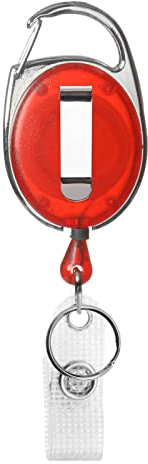Karteo® Badge retrattile rosso retrattile con moschettone clip e anello portachiavi porta documenti per fodere carte chiavi