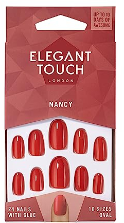 Elegant Touch Polished Nails Nancy Red Ovale Faux Ongles 24 Pièces