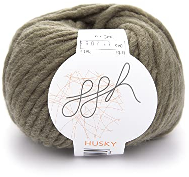 ggh Husky | Schurwolle Mischung | 50g Wolle zum Stricken oder Häkeln | Dicke Wolle | Farbe 045 - Torfbraun
