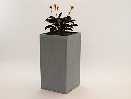 Elegant Einrichten Pflanzkübel, Blumenkübel Fiberglas säule 30x30x68cm grau.