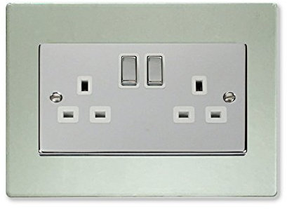 Double Light Switch Socket Coloured Acrylic Surround Finger Plate - Buy 2 GET Extra 1 Free (10 Colours) … (Green Tint/Glass Effect)