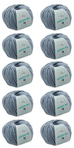 Wolle stricken - Merino Wolle eisblau (Fb 36277) - 10 Knäuel hellblaue Merinowolle Stricken - dicke Wolle + MyOma Label - 50g/75m - Nadelstärke 6-7mm - MyOma Wolle - weiche Wolle - Merino Garn