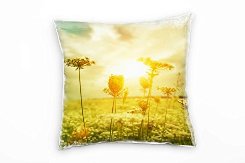 Paul Sinus Art Macro, Blume, gelb, grün, künstlerische Fotografie Deko Kissen 40x40cm für Couch Sofa Lounge Zierkissen - Dekoration zum Wohlfühlen