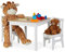 Relaxdays Kindertisch mit 2 Stühlen, Indoor Sitzgruppe für Kinder, 3-teiliges Set, robuste Kindermöbel, MDF, weiß/Natur