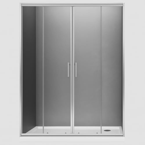 Porta Doccia Scorrevole Slide4 per Box Nicchia Quattro Ante Cristallo Trasparente (1, 130-136 x h190 cm)