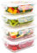 LG Luxury & Grace Pack 4 Fiambrera de Cristal 360 ml. Recipientes Herméticos para Alimentos. Envases Contenedores. Recipiente Aptos para Microondas, Horno, Lavavajillas y Congelador. Sin BPA.