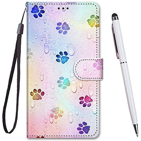 Toucasa für Galaxy J3 2017 Hülle, Handyhülle für Galaxy J330,Premium Brieftasche PU Leder Flip [Kreativ Gemalt] Case Handytasche Klapphülle für Samsung Galaxy J3 2017 / J330 (Footprink)