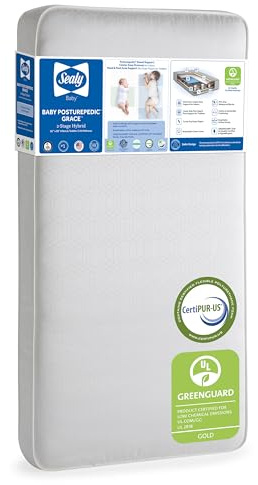 Sealy Baby Posturepedic Grace Hybrid - Firm 2 Stage Breathable Crib Mattress with Waterproof Barrier - GREENGUARD Gold Certified, Soy-enhanced Foam for Infants and Toddlers, Made in the USA (52x28)