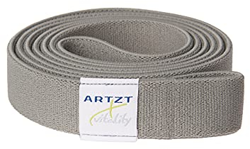 ARTZT vitality Theraband Super Band Textil | Fitnessband aus weichem Stoff | Gymnastikband für Training von Kraft, Rücken, Bauch, Arme und Schultern | Made in Germany Grau | Schwer, 204 cm