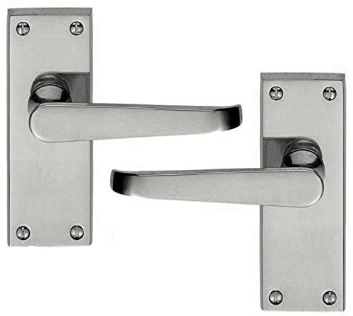 Ironmongery Solutions® Pair of Jovian Straight Lever Latch Door Handles 110x40mm in Satin Nickle Finish