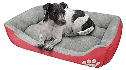 wuuhoo® Hundebett Lucky 45cm für kleine und mittelgroße Hunde - weiches Haustierbett, waschbares Hundekörbchen für Hund oder Katze, Flauschiger Hundekorb - rot