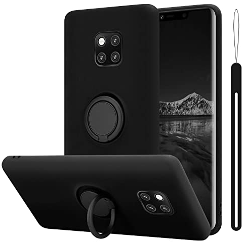 Cadorabo Custodia compatibile con Huawei MATE 20 PRO in LIQUID NERO - Custodia per Cellulare in Silicone TPU Flessibile con Anello - Paraurti per Cover Posteriore Ultra Sottile