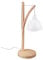 Relaxdays Lampe de table, abat-jour en métal suspendu, bois, E14, HxLxP 52x18x26 cm, style industriel, blanc
