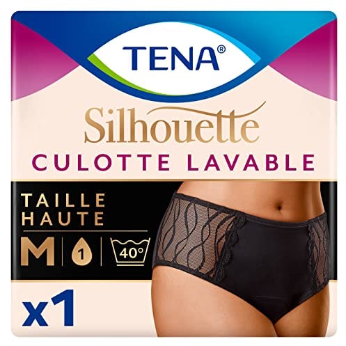 TENA Silhouette - Culotte Incontinence Lavable Femme - Protection contre les Fuites Urinaires Légères, Odeurs, Humidité - lavable - Noire - M