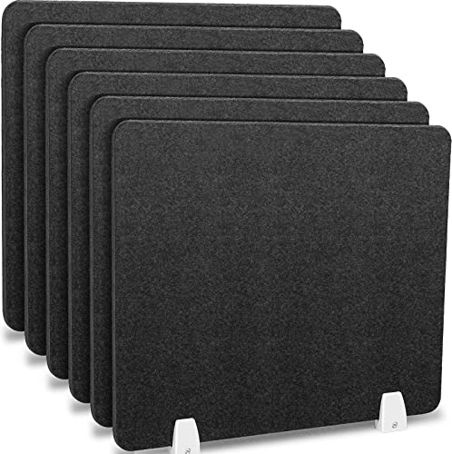 Henoyso 6 Pack Clamp-On Desk Privacy Panels, Acoustic Felt 20×24 Inch,Black