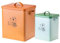 VIGAR - Contenedor de Pienso - Pack 2 Unidades - Colección Pets Club - Capacidad de 5 y 12 l - Metal y Silicona - Con Tapa Hermética - Naranja y Verde