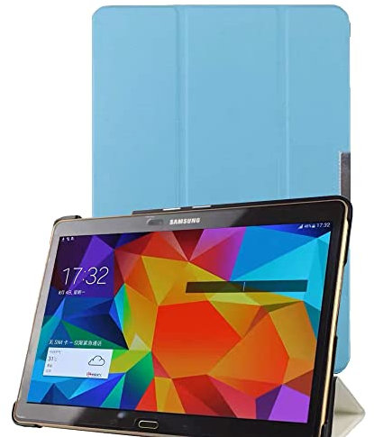 Custodia per Samsung Galaxy Tab S 10,5 SM- T800/T805 Tablet Cover- Business Light Luxury Premium Smart PU Leather Cover con Auto Sleep/Wake (Skyblue)
