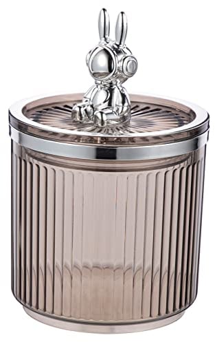 Yardenfun Space Bunny Storage Tank Tabletop Trash Can Crystal Holder Candy Vending Machines Cotton Ball Holder Jewelry Case Jewelry Box Vanity Organizers and Storage Acrylic Canister Jars