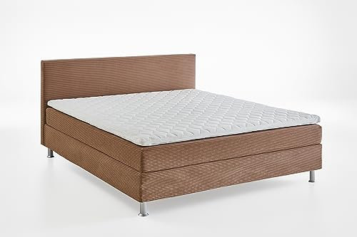 ATLANTIC home collection Boxbett inklusive Rost und Federkernmatratze, Polyurethan, Karamell, 160 x 200 cm