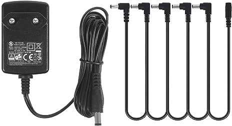 Adaptador de corriente para pedal de guitarra 9V DC 1A con cable de 5 vías Daisy Chain para pedal de efectos de Guitarra, Centro Negative