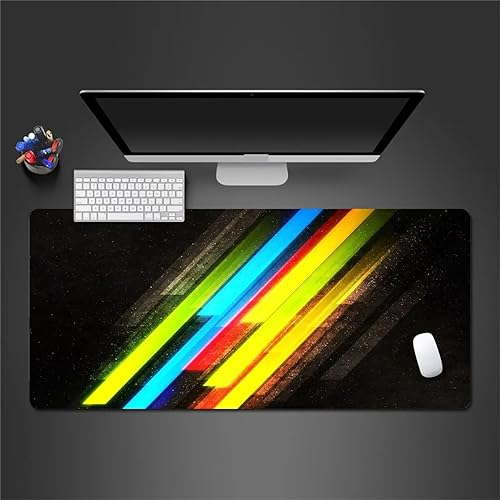 Mauspads Gelbgrüner Streifen Gaming Mauspad XXL 800x400x4mm Mousepad Großes Tischunterlage Computer Zubehör rutschfest Schreibtischunterlage Waschbar Widerstandsfähig für Büro Laptop Tisch