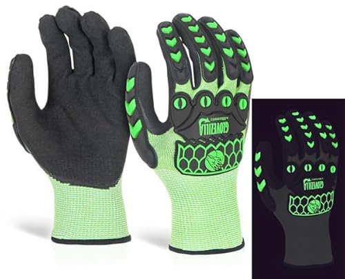 Beeswift Glovezilla Handschuhe mit Nitril-Beschichtung, leuchtet im Dunkeln, schnittfest/reißfest, Sicherheitshandschuhe, persönliche Schutzausrüstung, Arbeitshandschuhe, PSA, Arbeitskleidung,