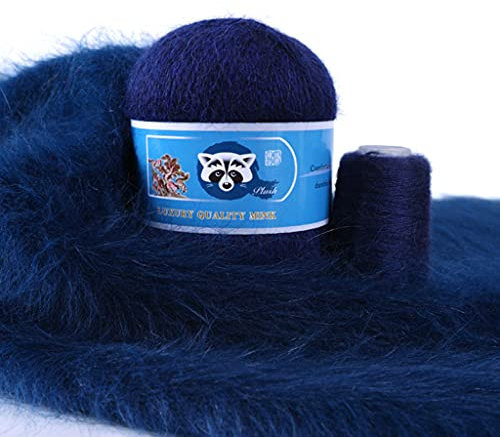 JTQYFI 2 Stück Plüsch Nerz Stricknadeln Aus Reiner Natürlicher Wolle Kammgarngarn Handgefertigtes Woll Couture Herstellungsmaterial 50 G + 20 G Weiches Dickes Strickwollgarnknäuel