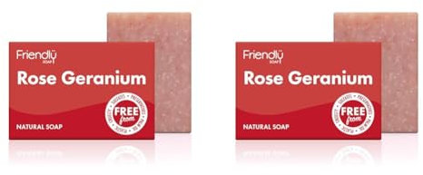 Handmade Natural Rose Geranium Soap - Luxurious, Antiviral, Antioxidant 95g (Pack of 2)
