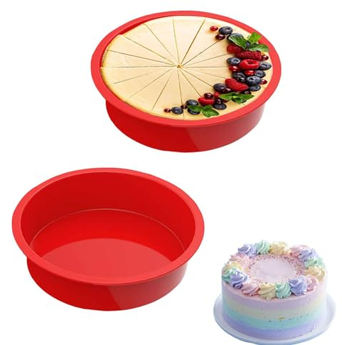 2 Pcs Moule A Gateau Silicone 8 Pouces Antiadhésif Moule Gateau Silicone Rond, Moule Layer Cake 20 Cm, Moule A Gateau Rond, Moule A Cake Silicone pour Gateau, Mousse, Gâteau Au Fromage