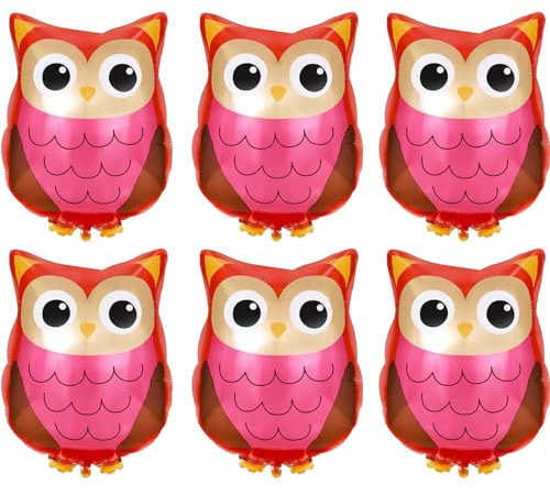 YUNHENTONG Folienballon Eule,6 PCS Eulen ballons,Owl Ballon,Luftballon Tiere,Folienballon Waldtiere,Dschungel Tierballons,Waldtiere Ballon für Kinder Geburtstag Party Deko Geschenk