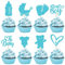 ALEGRE It's a Boy Tortendeko, 16 Stück Muffin Deko für Babyparty Junge, Blau Cupcake Topper Baby Shower Glitzer, Gender Reveal Party, Taufe Kuchen