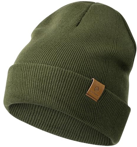 YANIKY Mütze Damen, Herren Mütze Winter, Weich Bequem Warme Strickmütze Unisex, Winddichte Wintermütze, Klassische Beanie Mütze Ideale für Herbst Winter und Frühling (Military Green)