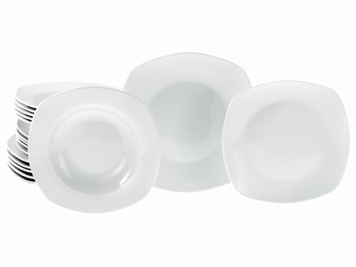 CreaTable, 20570, Serie Amelie Weiss, 18-teiliges Geschirrset für 6 Personen, Teller Set aus Porzellan, spülmaschinen- und mikrowellengeeignet, Qualitätsproduktion
