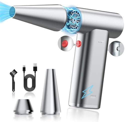 Compressed Air Duster Cleaner for Pc, 180000rpm Electric Compressed Air Dusters for Pc Cleaning, 3 Gear Adjustable Cordless Rechargeable Reusable Air Blower, Keyboard Cleaner for Laptop,Computers,Car